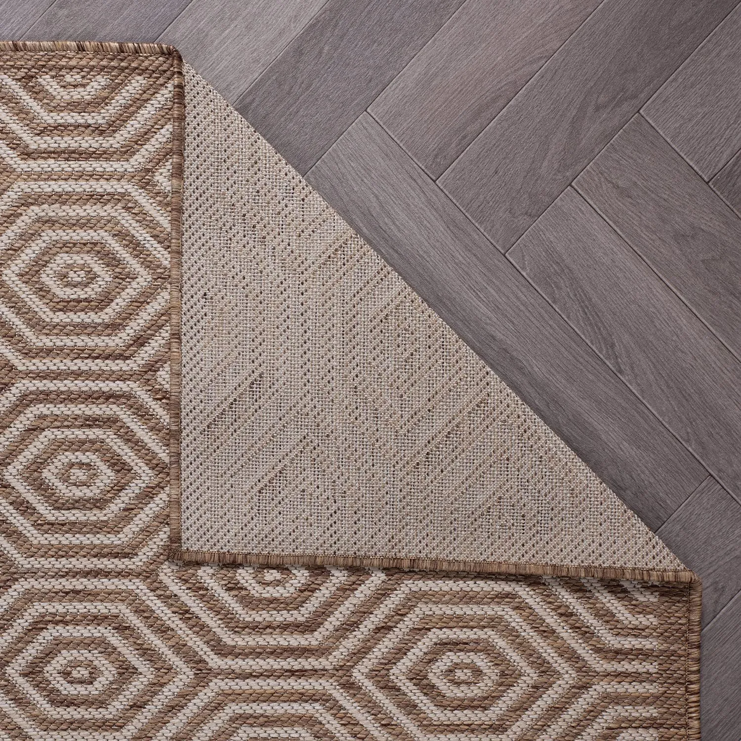 Rugshop Palmaria Modern Geometric Textured Flat Weave Easy Cleaning Outdoor Rugs for Deck,Patio,Backyard Indoor/Outdoor Runner Rug 2' x 7' Brown