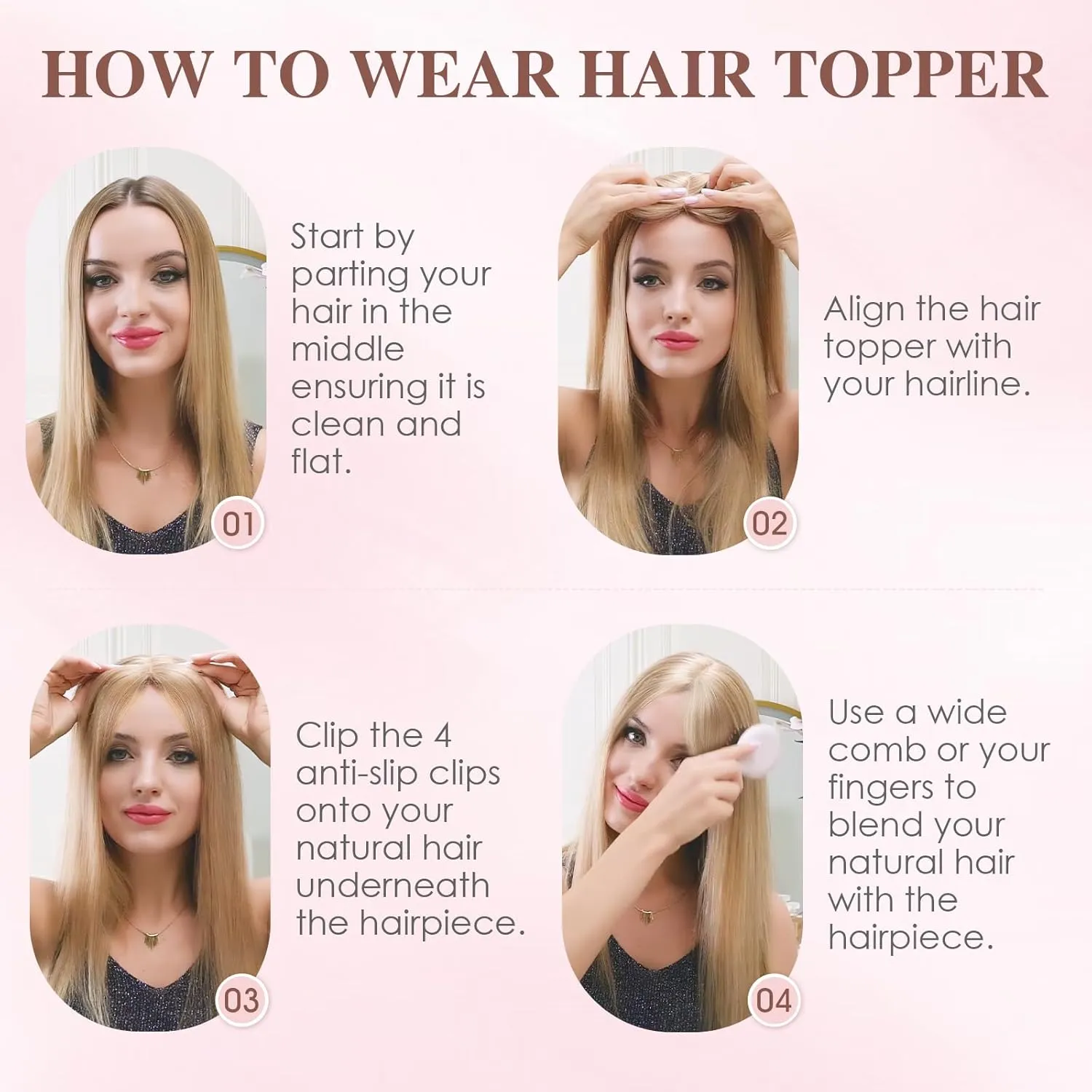 S-noilite 14inch Hair Toppers for Women with Bang Long Straight Clip in HairPieces for Women with Thinning Hair Add Volume 14inch Mixed Grey