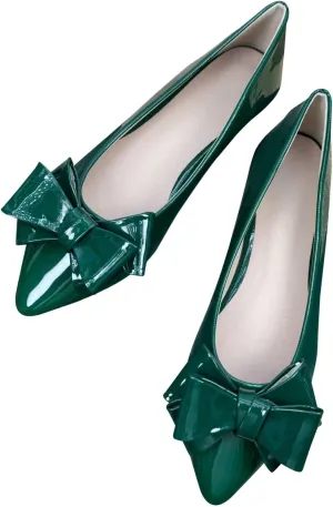 SAILING LU Bow-Knot Ballet Flats for Women Pointed Toe Crystals Wedding Shoes Comfort Light Weight Loafers