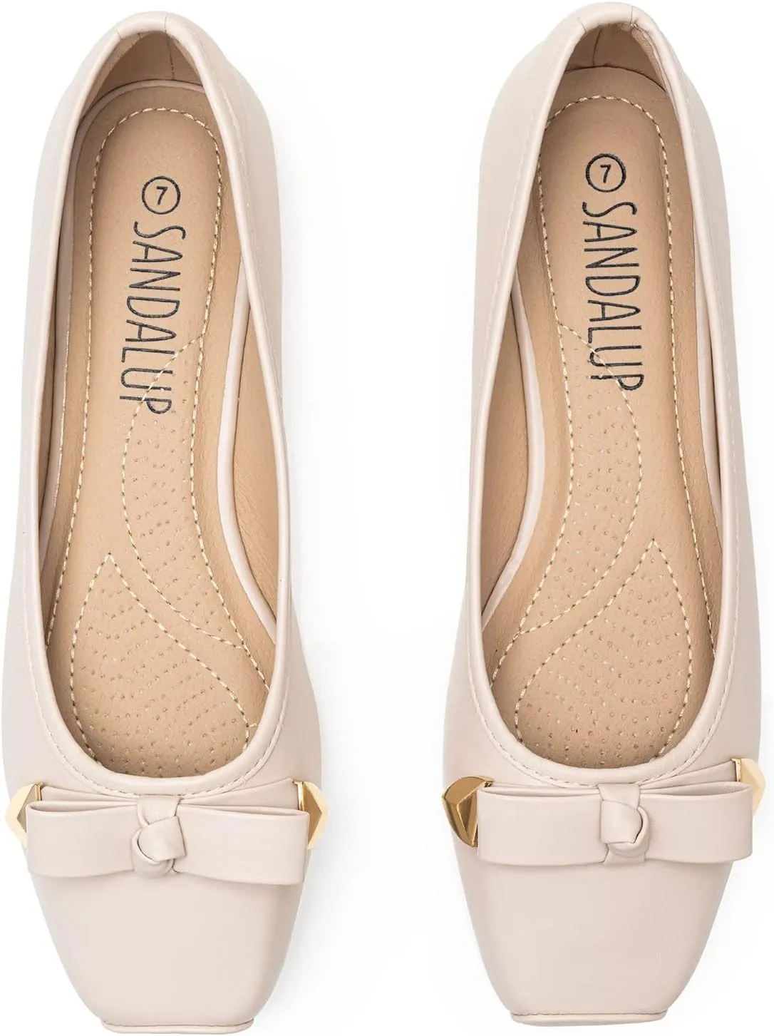 SANDALUP Ballet Flats, Wide Welt Buckle Square Closed Toe Flats Comfort Slip on Flat Ballerina Buckle Ballet Shoes for Women Dressy All Day Wear