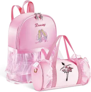 Sanwuta Cute Ballet Dance Bag Ballet Dance Backpack Kids Tutu Dress Bag Ballerina Backpack Recital Birthday Gifts for Girls(Pink)