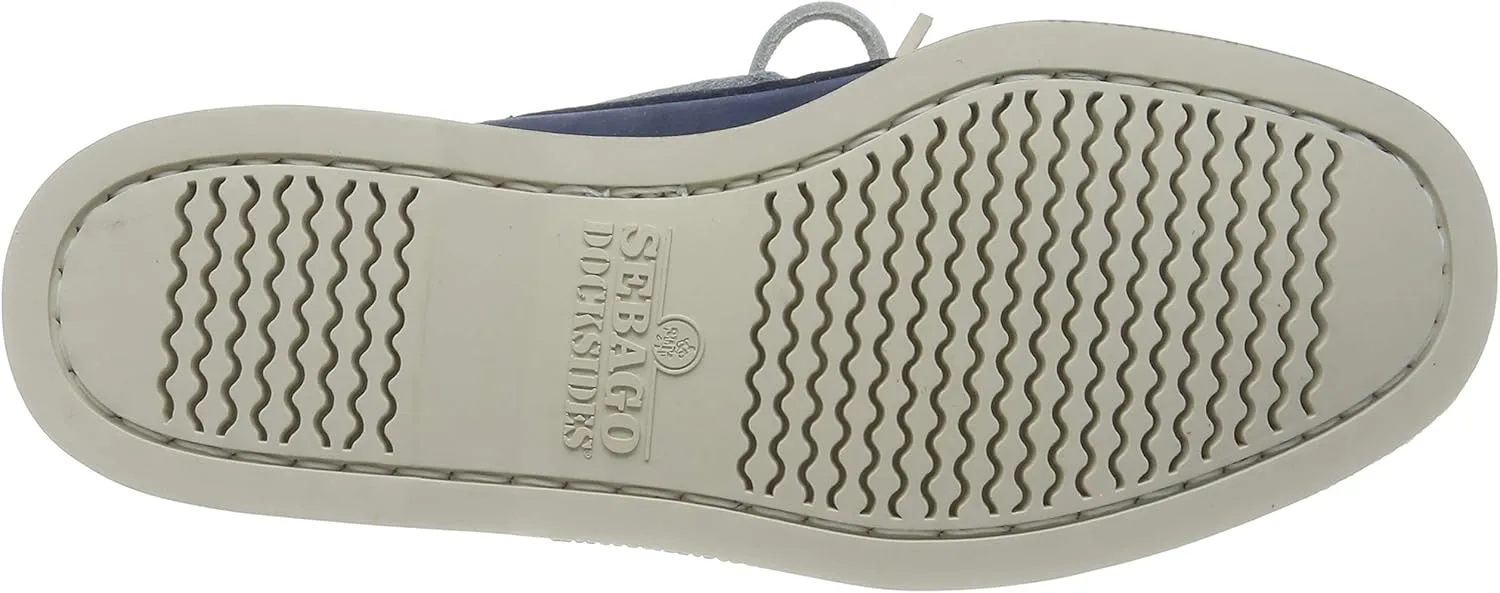 Sebago Portland Nubuck Boat Shoes - Handsewn, Lined Leather Moccasins with Non-Marking, Non-Slip Siped Rubber Outsoles
