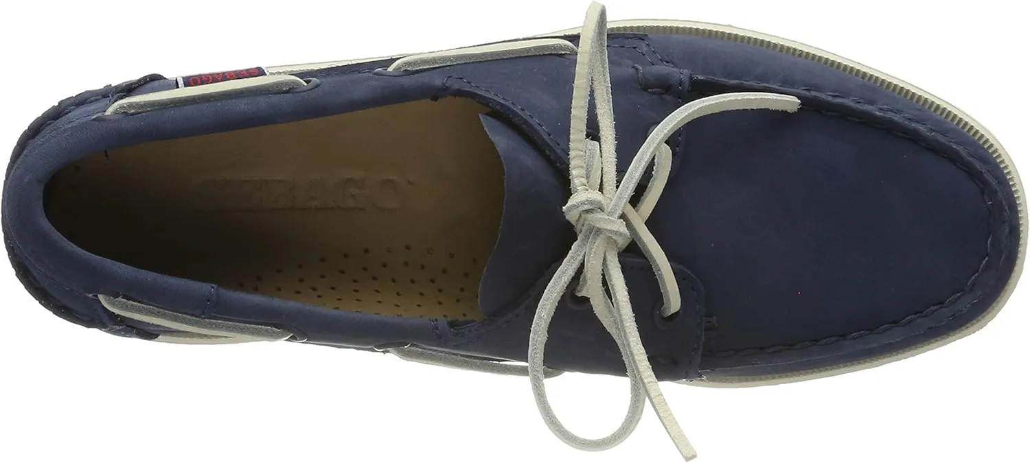 Sebago Portland Nubuck Boat Shoes - Handsewn, Lined Leather Moccasins with Non-Marking, Non-Slip Siped Rubber Outsoles