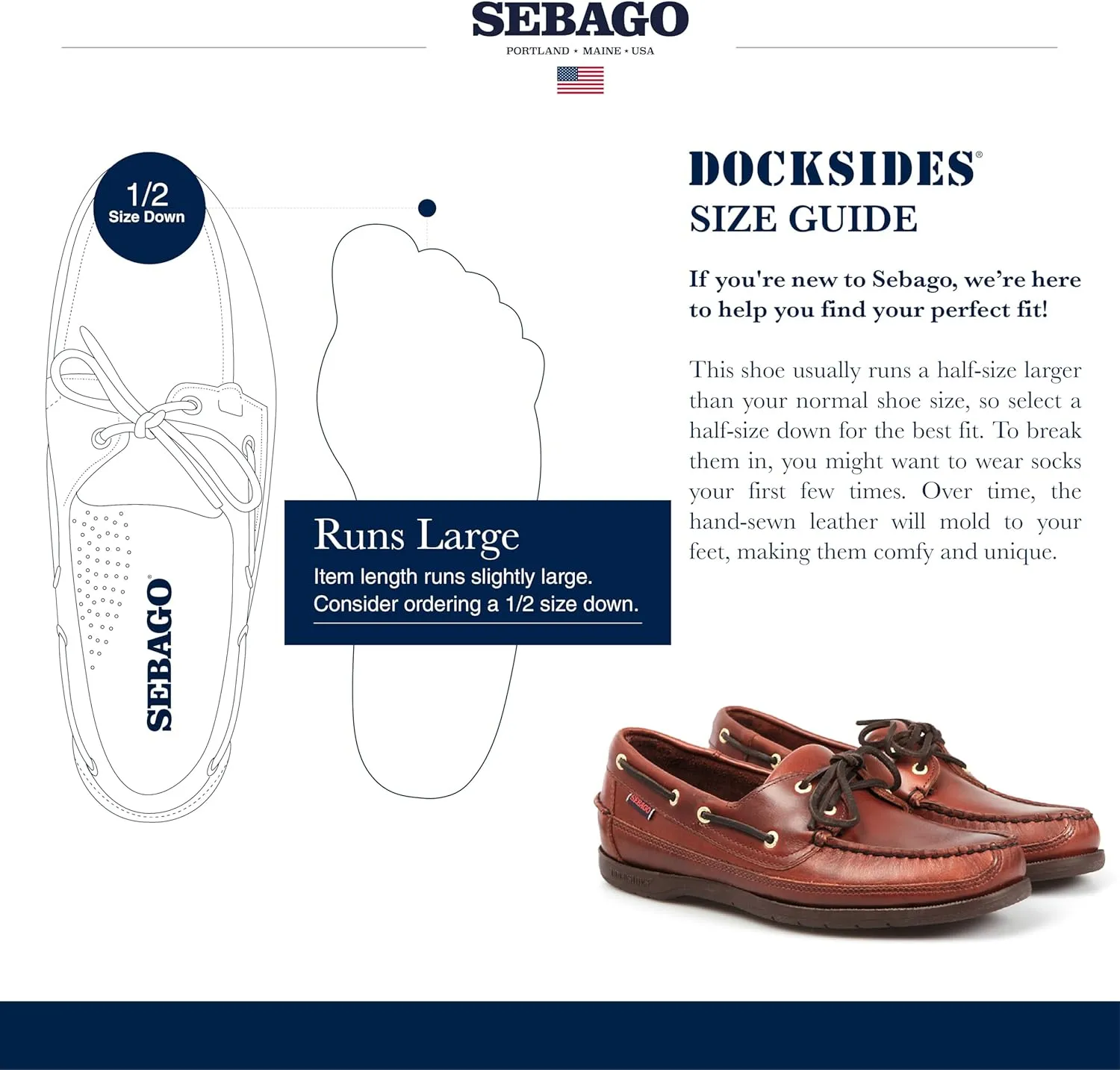 Sebago Schooner Waterproof Boat Shoes - Leather Moccasins for Men Featuring 360-Degree Rawhide Lacing and Non-Marking Slip-Resistant Soles