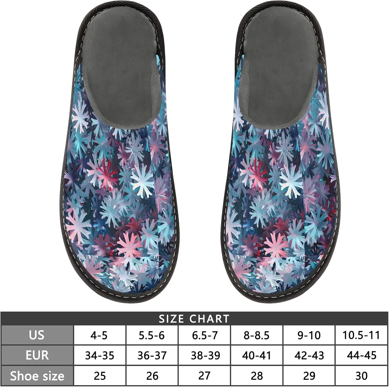 senya Abstract Snowflakes Fuzzy Slippers Soft Home Bedroom Slippers for Women Men House Shoes