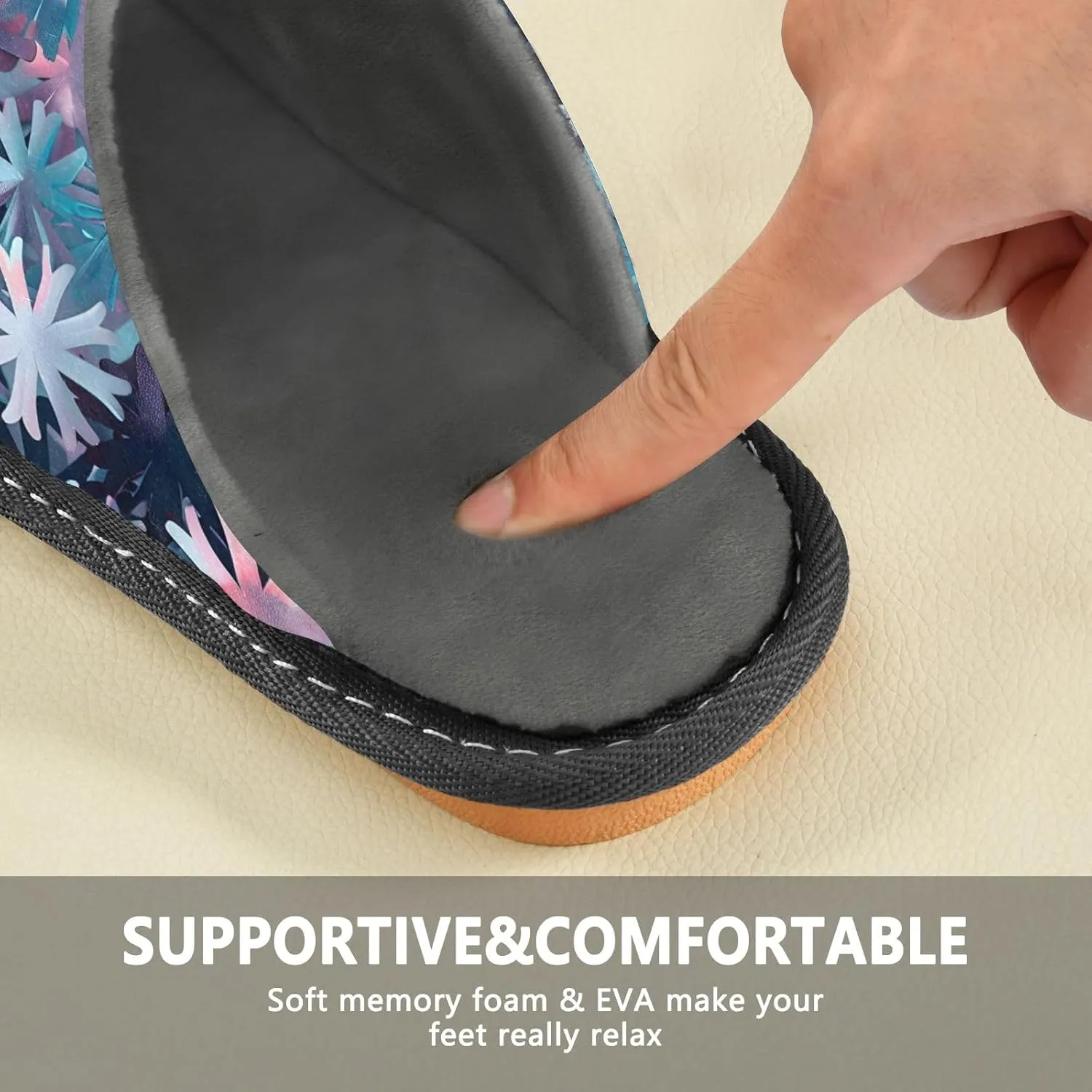 senya Abstract Snowflakes Fuzzy Slippers Soft Home Bedroom Slippers for Women Men House Shoes