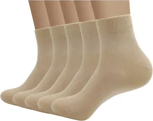 SERISIMPLE Viscose Bamboo Men's Breathable Quarter Thin Ankle High Socks - Comfort Cool Soft 5 Pairs