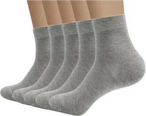 SERISIMPLE Viscose Bamboo Men's Breathable Quarter Thin Ankle High Socks - Comfort Cool Soft 5 Pairs