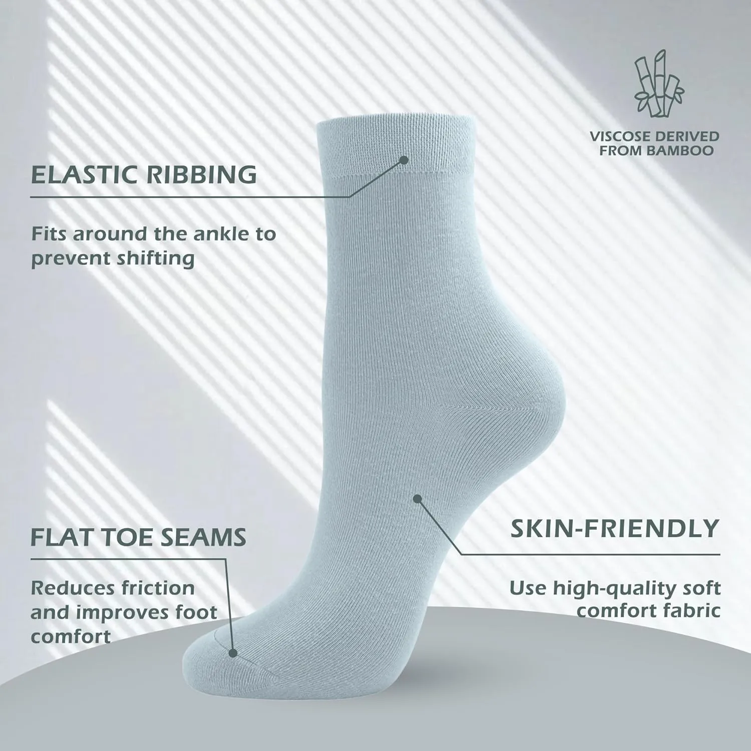 SERISIMPLE Women Thin Viscose Bamboo Socks Crew Lightweight Above Ankle Casual Dress Sock For Ladies Bootie Trouser 5 Pairs