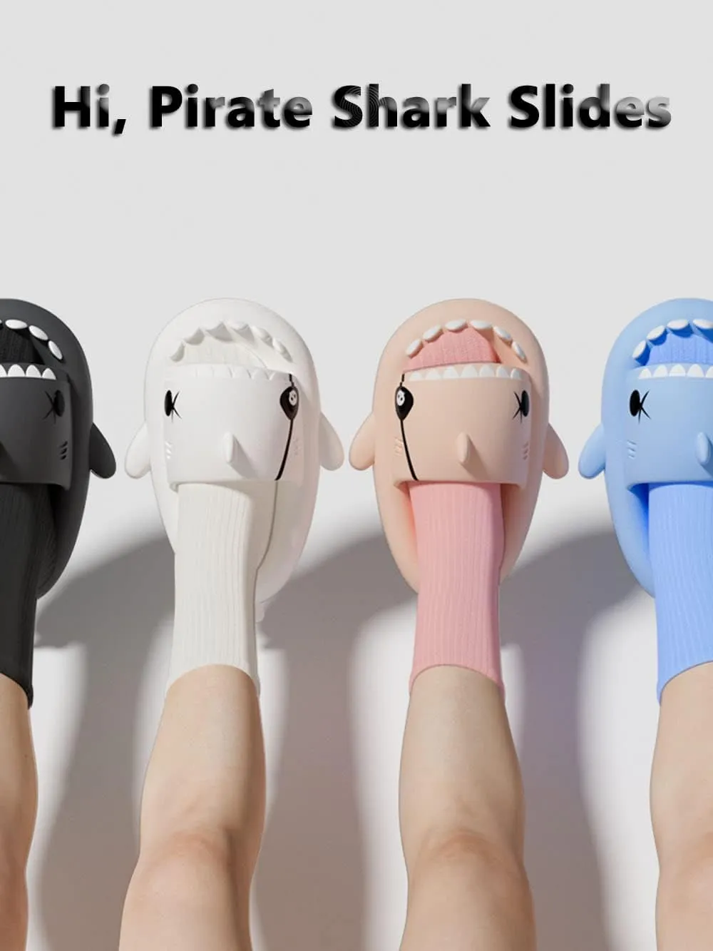 Shark Slides For Women And Men, The Novel Beach Sandals And Non -Slipproof Soles Of Shark Slide Adults commonly Used in Men And Women, Beige