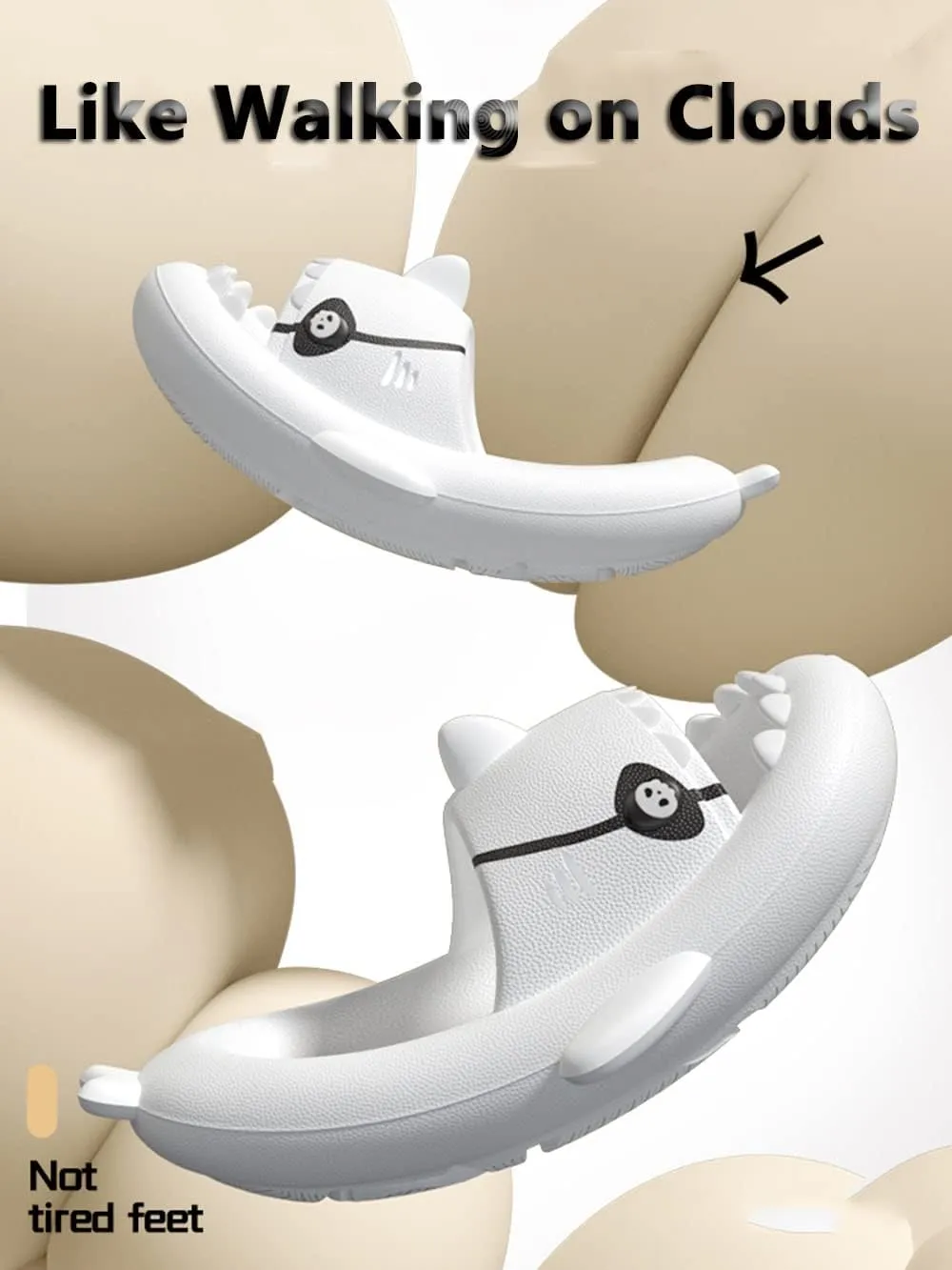 Shark Slides For Women And Men, The Novel Beach Sandals And Non -Slipproof Soles Of Shark Slide Adults commonly Used in Men And Women, Beige