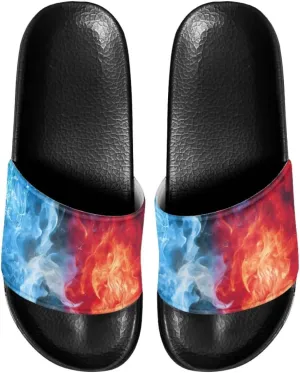 Slide Sandals, Beach Flats for Women, Comfotable Open Toe Non Slip Summer Shoes for Gym, Pool, Camping, Beach