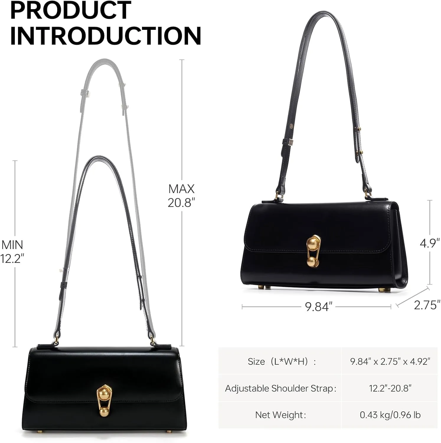 Small Purse Leather Bags For Women: Black Shoulder Handbags Crossbody Bag - Chic Everyday Adjustable Strap for Young Girls