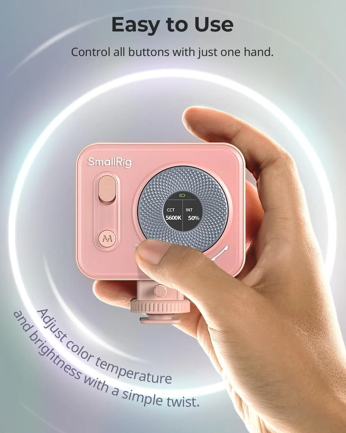 SMALLRIG Vibe P96 Pro Led Video Light, Portable Camera Light for Photography, Cold Shoe Light, CRI95 , 2500-6500K, 5 Effects, Fill Light Accessories for Content Creator, Streaming Pink