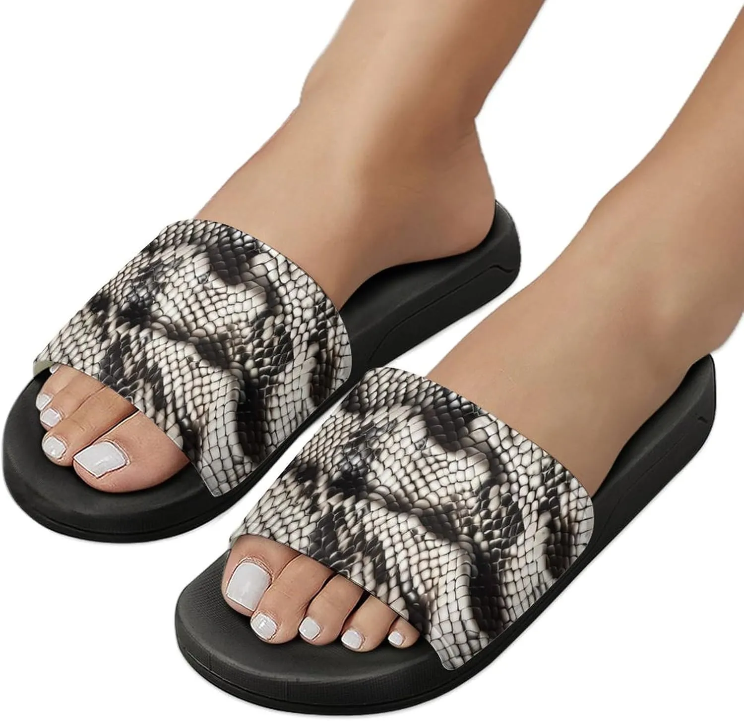Snake Pattern Slides Men Home Sandal Women Non Slip Shower Open Toe Shoe Lightweight Casual Shoes Flat Slide Sandals