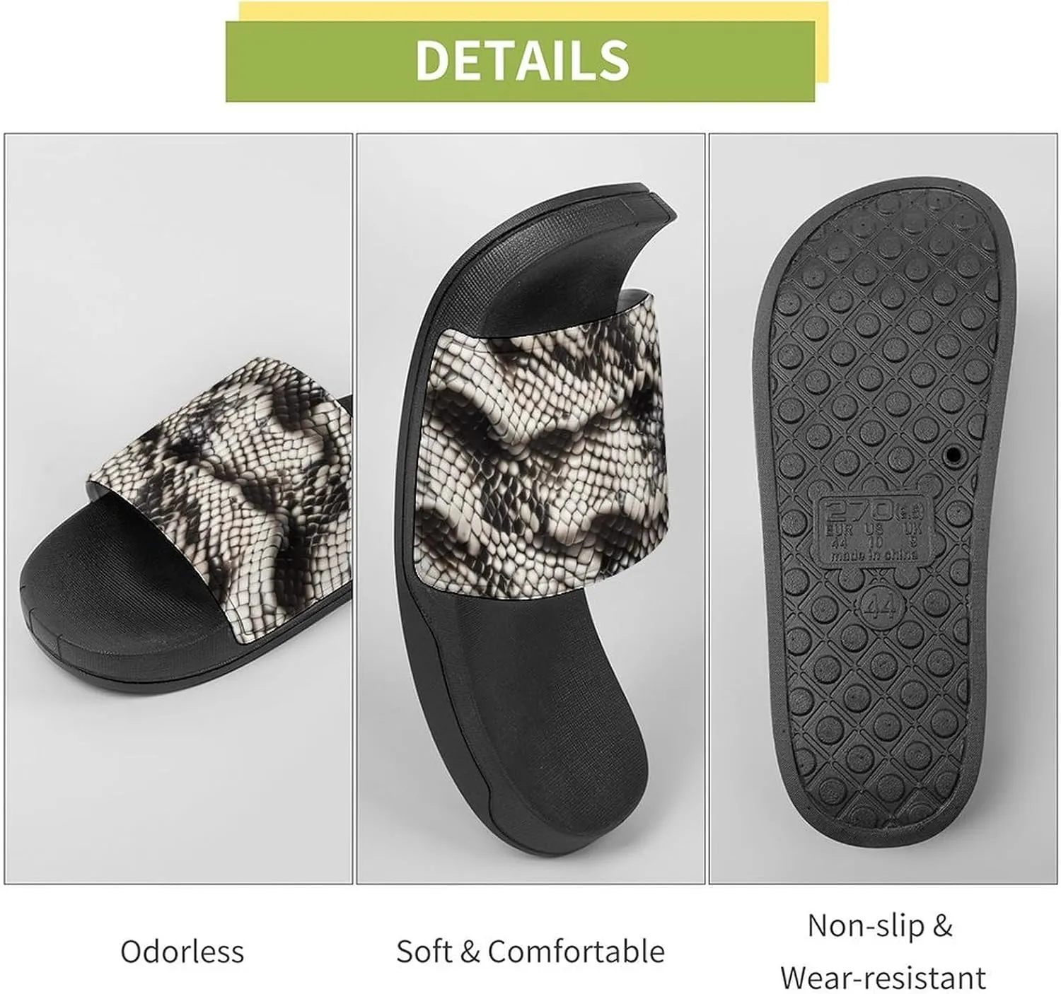 Snake Pattern Slides Men Home Sandal Women Non Slip Shower Open Toe Shoe Lightweight Casual Shoes Flat Slide Sandals