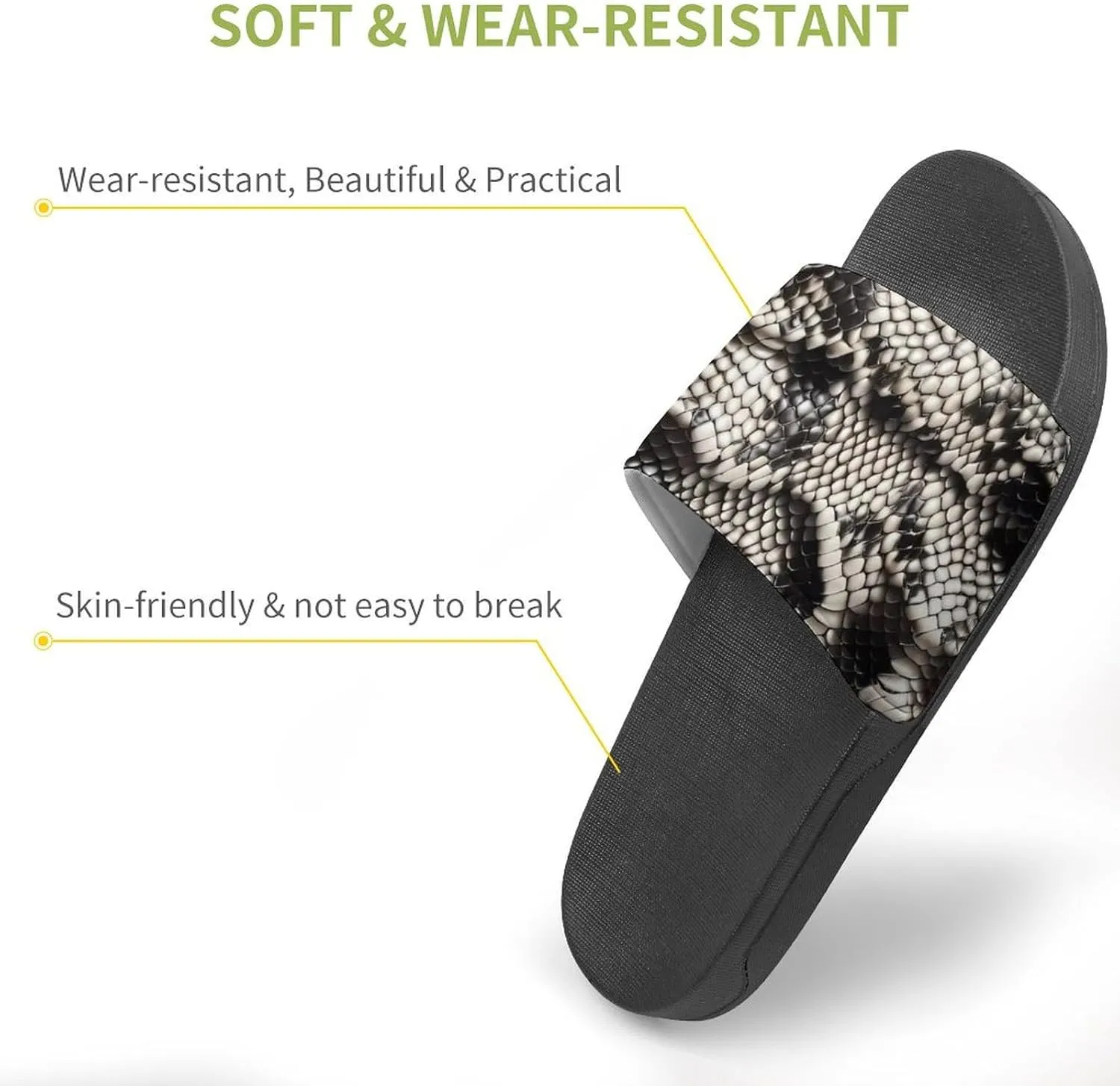 Snake Pattern Slides Men Home Sandal Women Non Slip Shower Open Toe Shoe Lightweight Casual Shoes Flat Slide Sandals