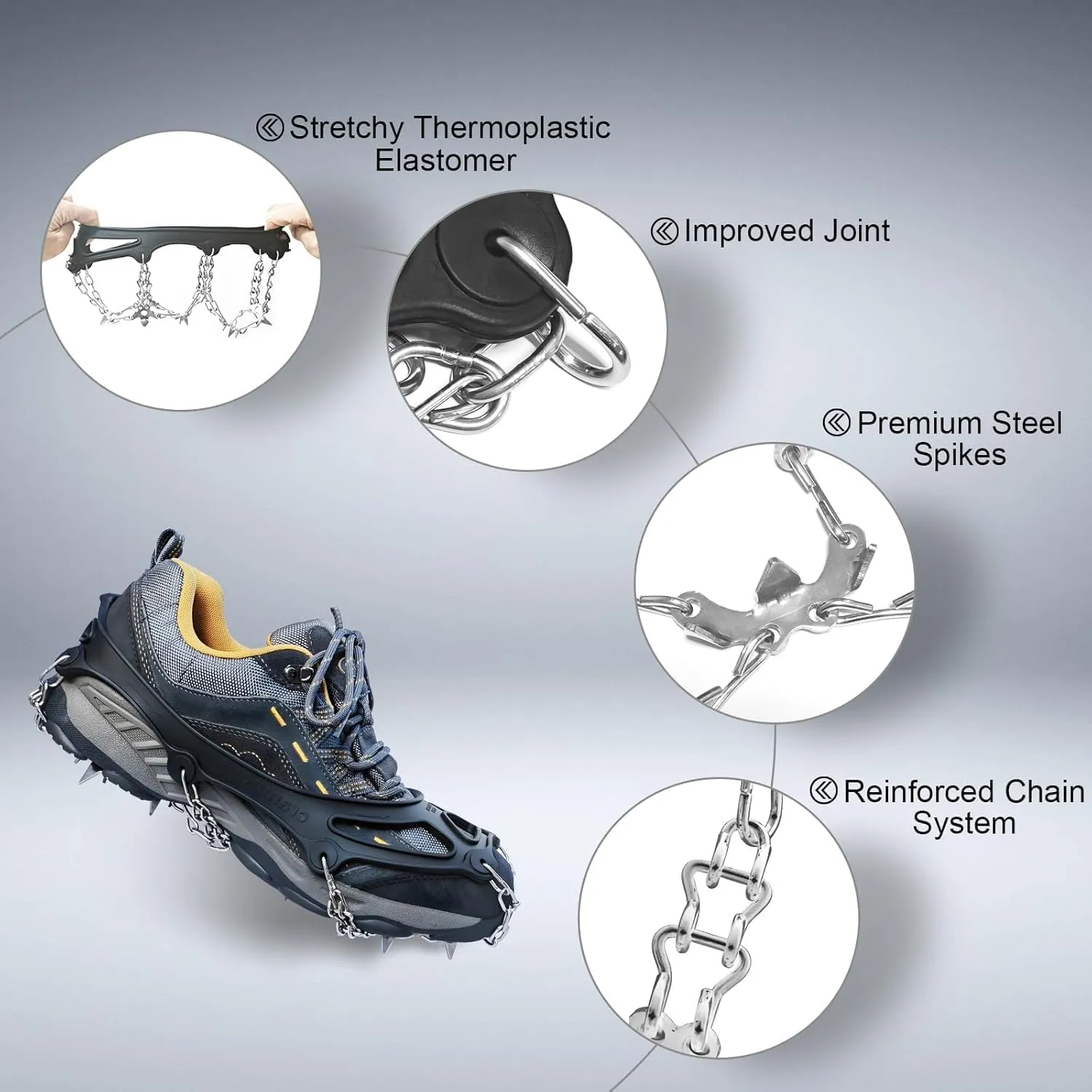 Snow Spikes for Shoes, 32 Non-Slip Spikes, Superior Traction, Hiking, Outdoor