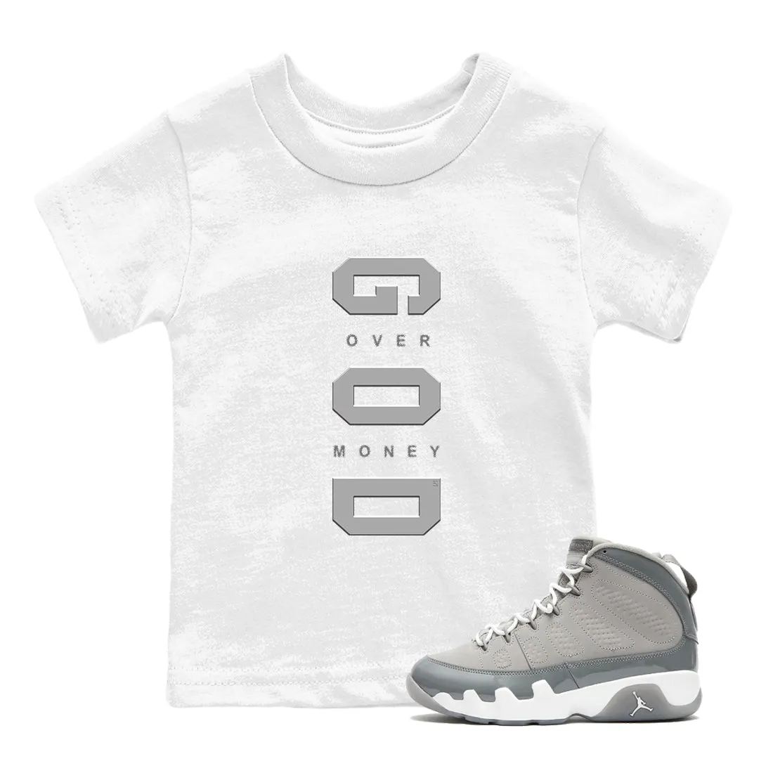 SNRT Kids Cool 9 High-tech Tees God All-in-one collection - Money Grey Over Jordan Air Sneaker