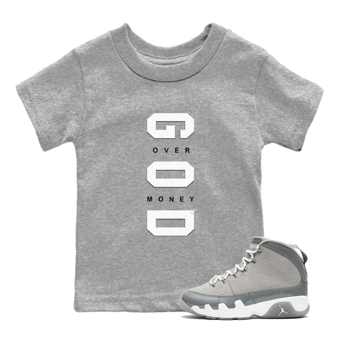 SNRT Kids Cool 9 High-tech Tees God All-in-one collection - Money Grey Over Jordan Air Sneaker