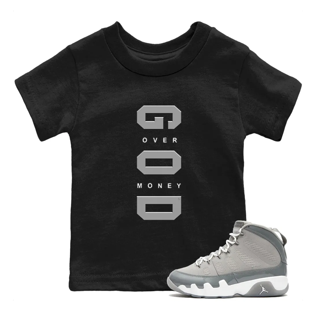 SNRT Kids Cool 9 High-tech Tees God All-in-one collection - Money Grey Over Jordan Air Sneaker