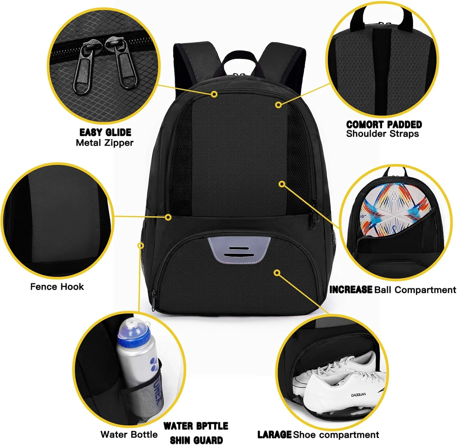 Soccer Bag,Youth Soccer Backpack, Football Volleyball Basketball Backpack fo,Sport Equipment Bags with Shoe compartment