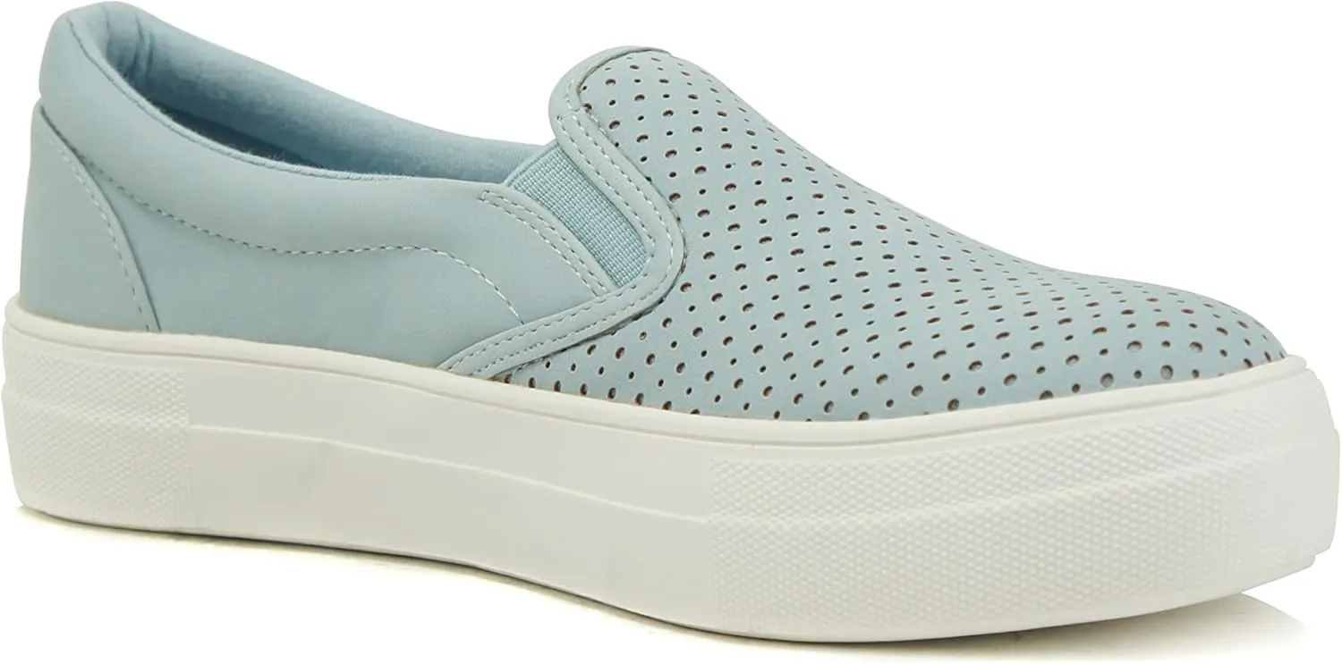 Soda Croft ~ Slip On Perforated Double Layer Foam Padded Cushion Sock Fashion Sneakers