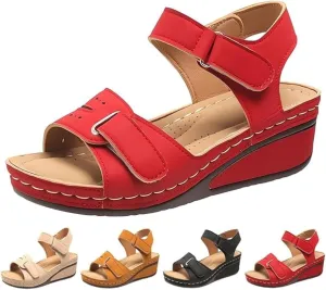 Soft & Stylish Wedge Sandals Women Leather Orthopedic Walking Platform Sandals Back Strap Summer Slides Arch Support
