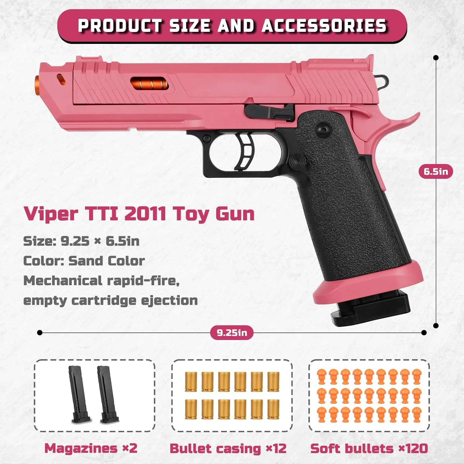 Soft Bullet Toy Gun Shell Ejecting with 120 Bullets, Rapid-fire Realistic Toy Gun for Boys, Shooting Game Toy Pistol Model Gun, Christmas Birthday Gifts for Boys Girls Age 6  (Red)