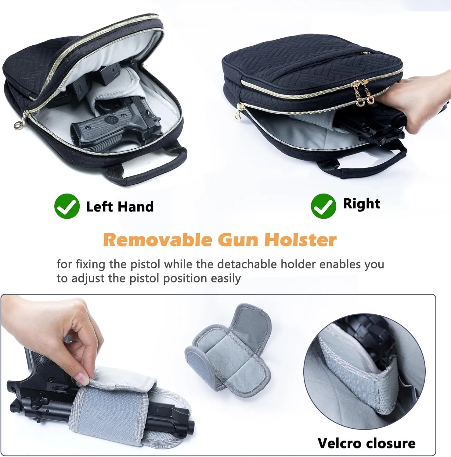 Soft Pistol Case, Gun Bag for Women, CCW Pistol Bag, Crossbody Gun Bag, Concealed Carry Gun Pouch, Small Tactical Range Bag, Gun Case (Black)