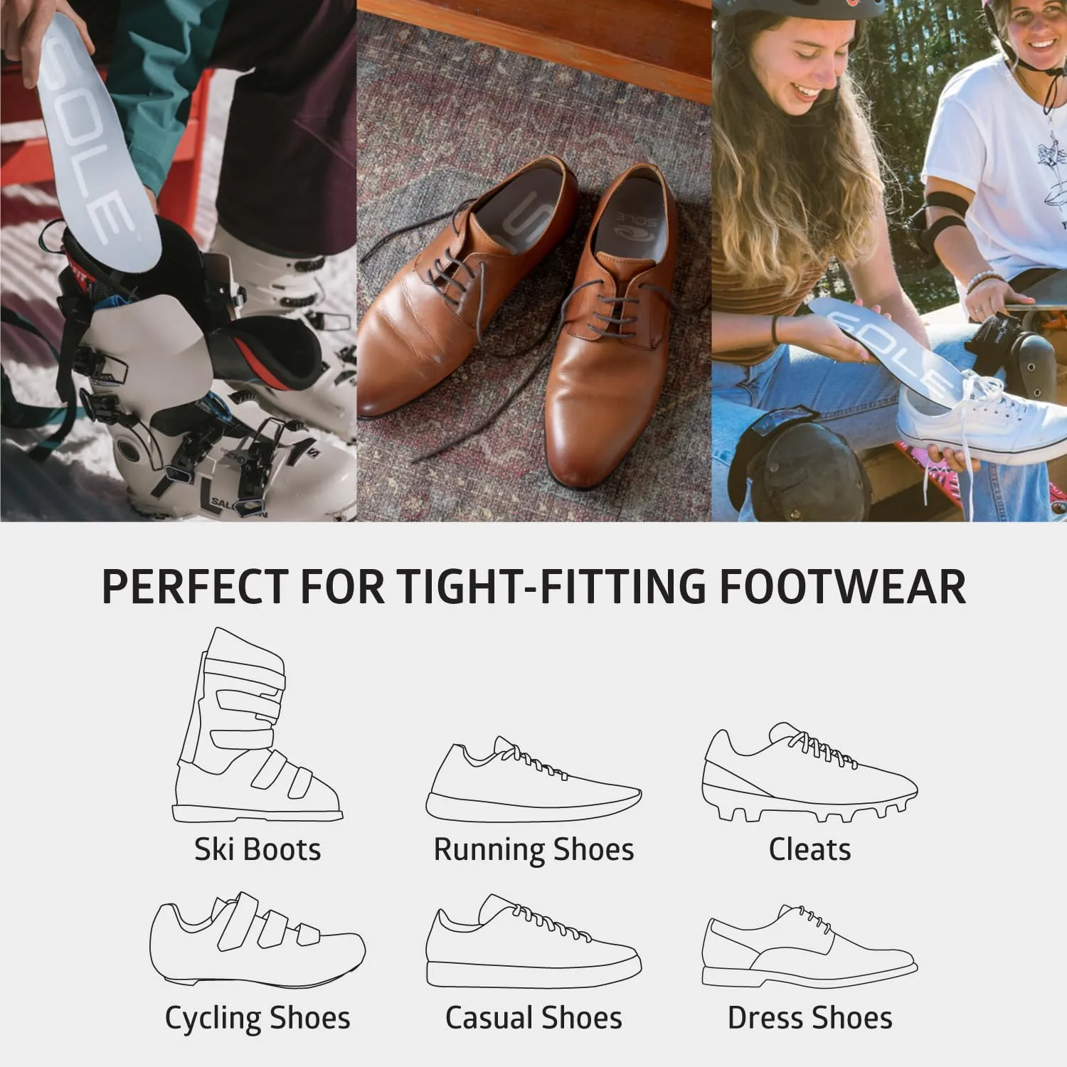 SOLE Active Thin Plantar Fasciitis Insoles, Men & Women - Arch Support Inserts for Foot Health and Heel Pain Relief, Orthotic Shoe Inserts - Multiple Sizes