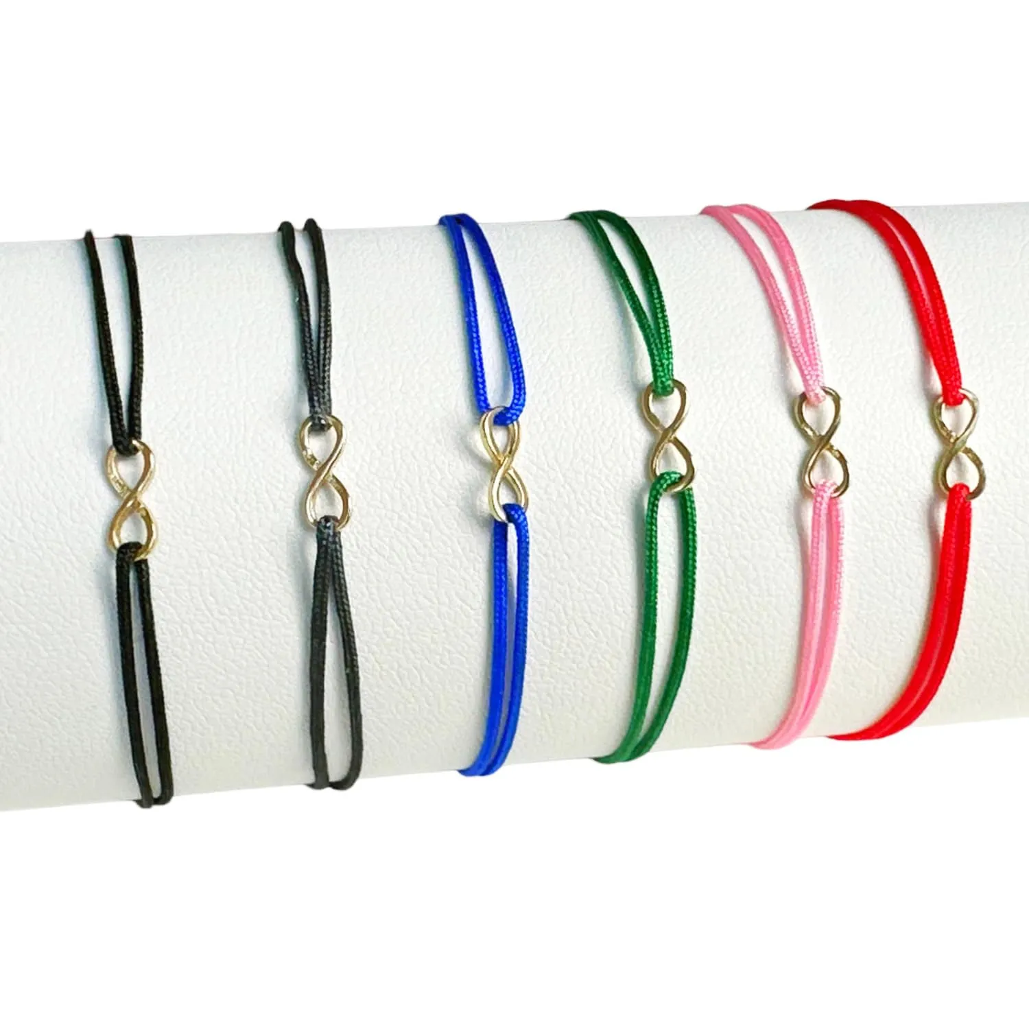 Solid 14K Gold Tiny Infinity Bracelet with Red String | Elegant and Durable | Protection & Good Luck Charm | Perfect Gift for all (Black)