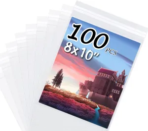 Somime 100 Pack Acid-Free Crystal Clear Sleeves Storage Bags for 8x10 Art Prints/Pictures/Photos/Framing Mat Mattes (Bag Size: 8 1/2” x 10 3/7”)