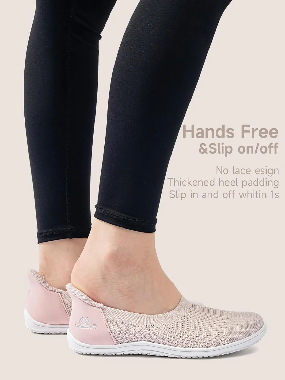 Sosenfer Women’s Ballet Flats Slip On Wide Toe Box Knit Flat Shoes Comfortable Round Toe Dress Shoes with Zero Drop Sole