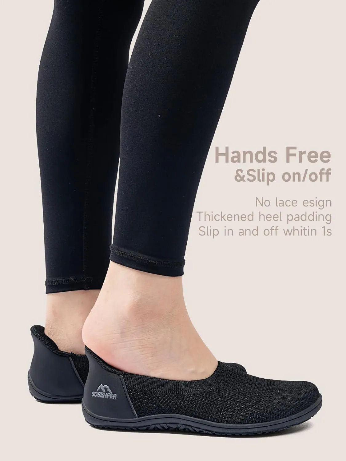 Sosenfer Women’s Ballet Flats Slip On Wide Toe Box Knit Flat Shoes Comfortable Round Toe Dress Shoes with Zero Drop Sole