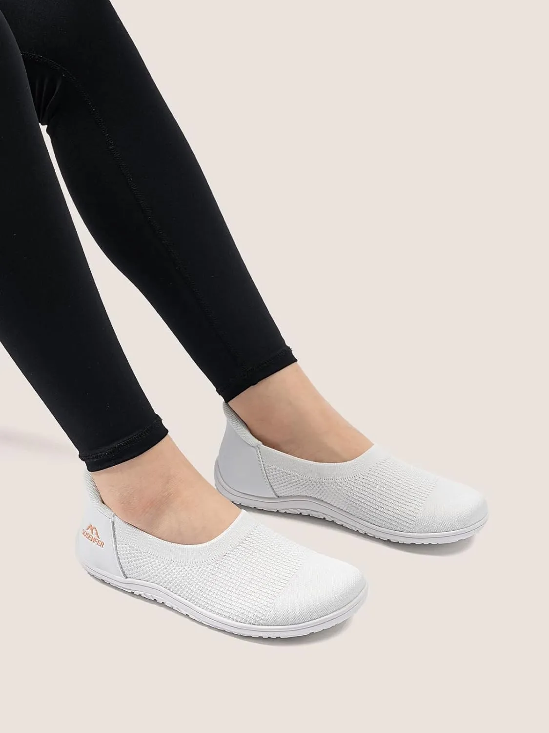 Sosenfer Women’s Ballet Flats Slip On Wide Toe Box Knit Flat Shoes Comfortable Round Toe Dress Shoes with Zero Drop Sole