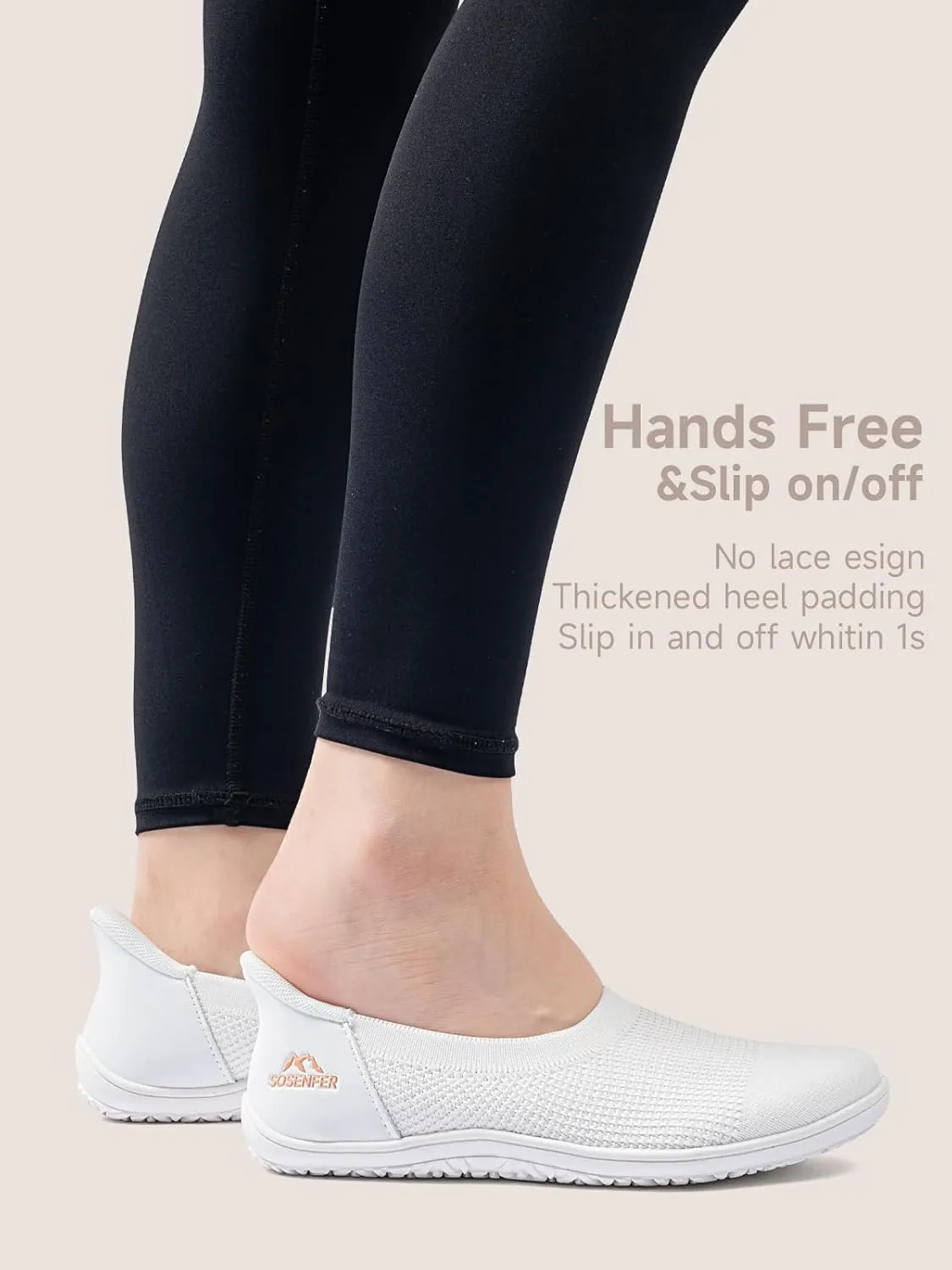Sosenfer Women’s Ballet Flats Slip On Wide Toe Box Knit Flat Shoes Comfortable Round Toe Dress Shoes with Zero Drop Sole