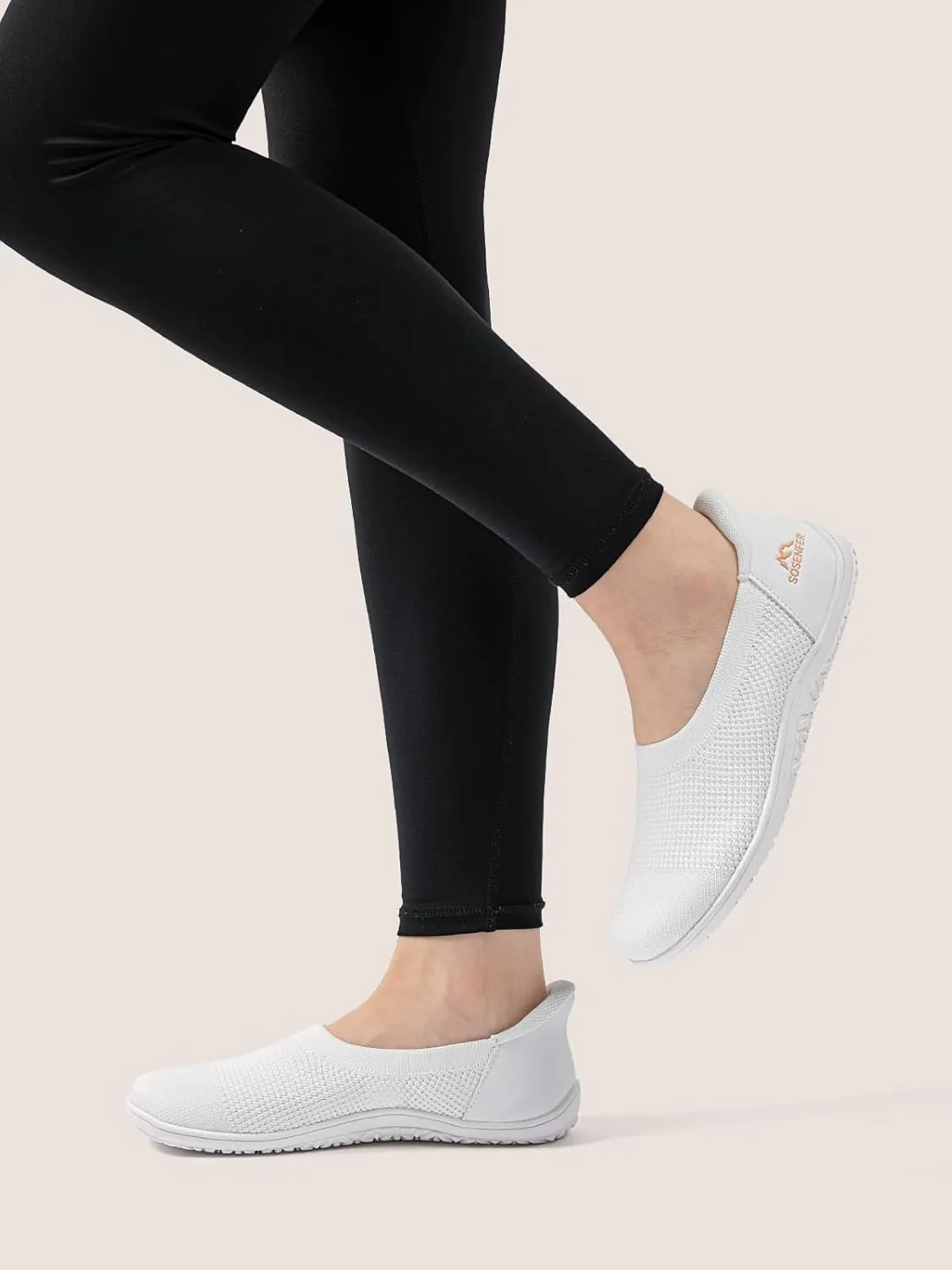 Sosenfer Women’s Ballet Flats Slip On Wide Toe Box Knit Flat Shoes Comfortable Round Toe Dress Shoes with Zero Drop Sole