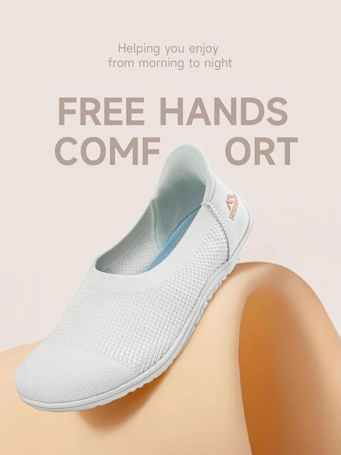 Sosenfer Women’s Ballet Flats Slip On Wide Toe Box Knit Flat Shoes Comfortable Round Toe Dress Shoes with Zero Drop Sole