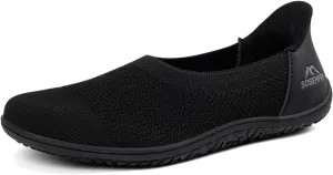 Sosenfer Women’s Ballet Flats Slip On Wide Toe Box Knit Flat Shoes Comfortable Round Toe Dress Shoes with Zero Drop Sole