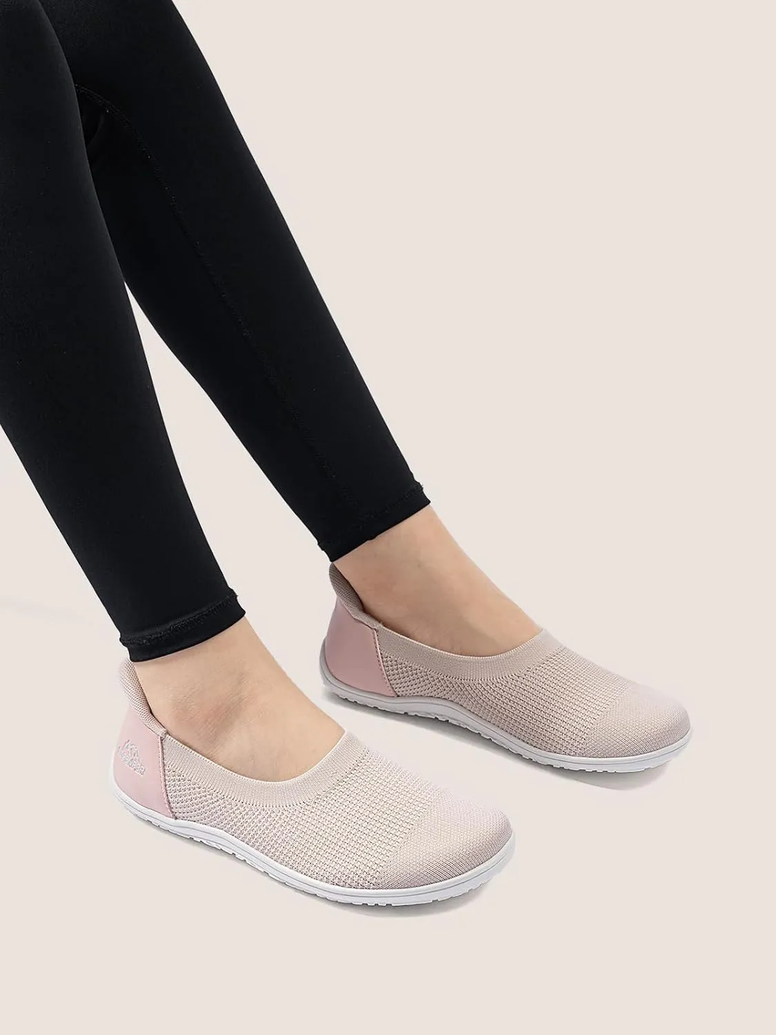 Sosenfer Women’s Ballet Flats Slip On Wide Toe Box Knit Flat Shoes Comfortable Round Toe Dress Shoes with Zero Drop Sole