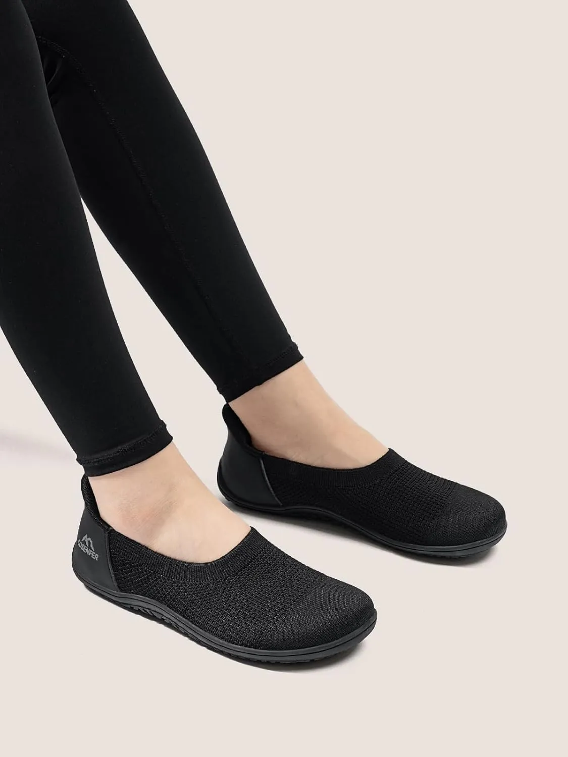 Sosenfer Women’s Ballet Flats Slip On Wide Toe Box Knit Flat Shoes Comfortable Round Toe Dress Shoes with Zero Drop Sole