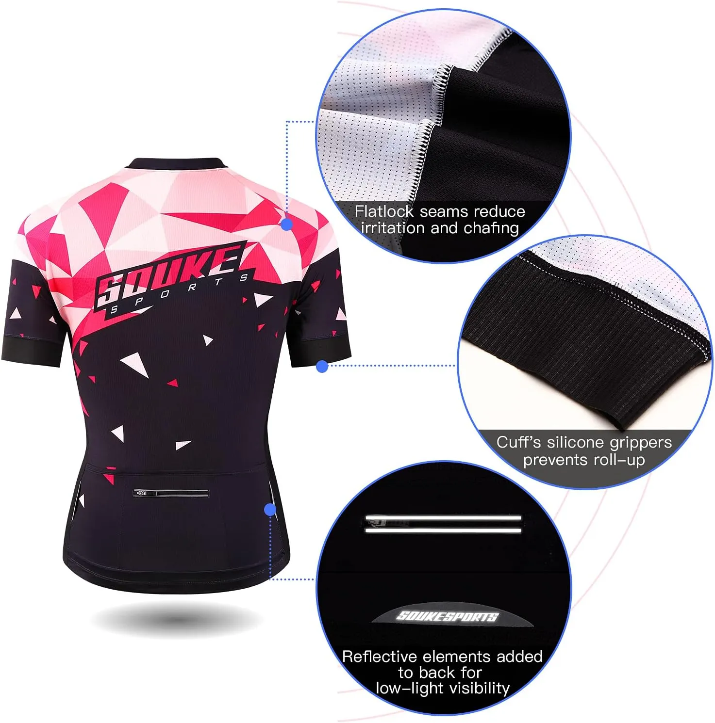 Souke Sports Women's Cycling Jersey Biking Shirts Short Sleeve Shirt Biking Clothing