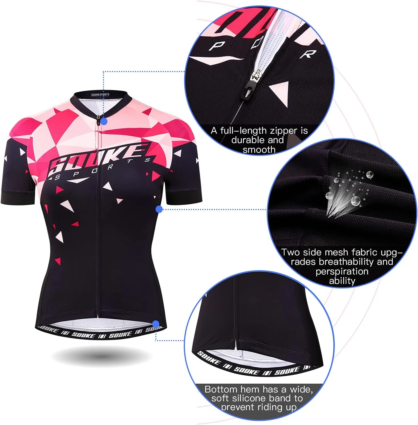 Souke Sports Women's Cycling Jersey Biking Shirts Short Sleeve Shirt Biking Clothing