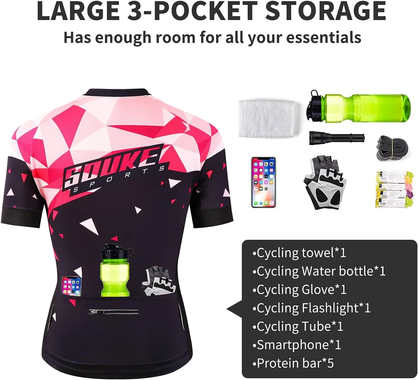 Souke Sports Women's Cycling Jersey Biking Shirts Short Sleeve Shirt Biking Clothing