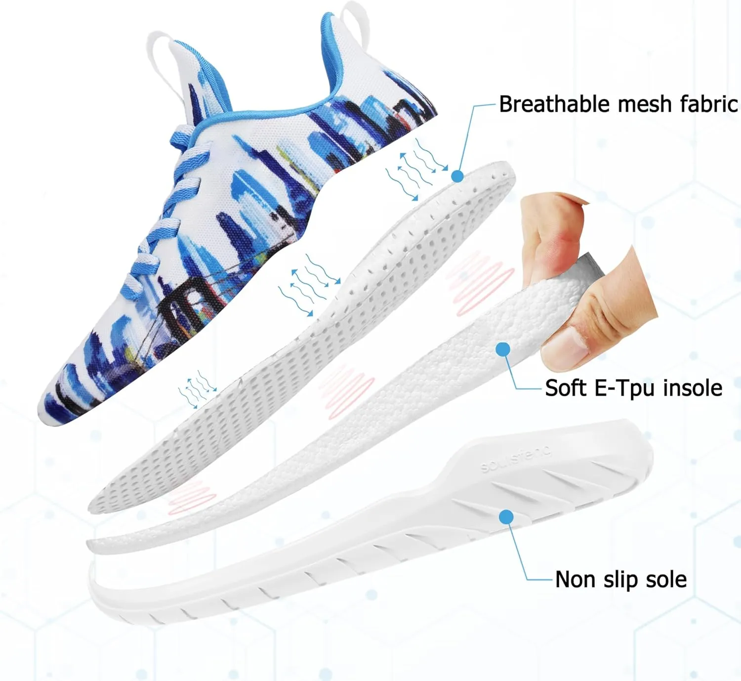 Soulsfeng Mens Running Shoes Lightweight Fashion Stylish Sports Workout Gym Tennis Walking Sneakers Size US 5.5-15