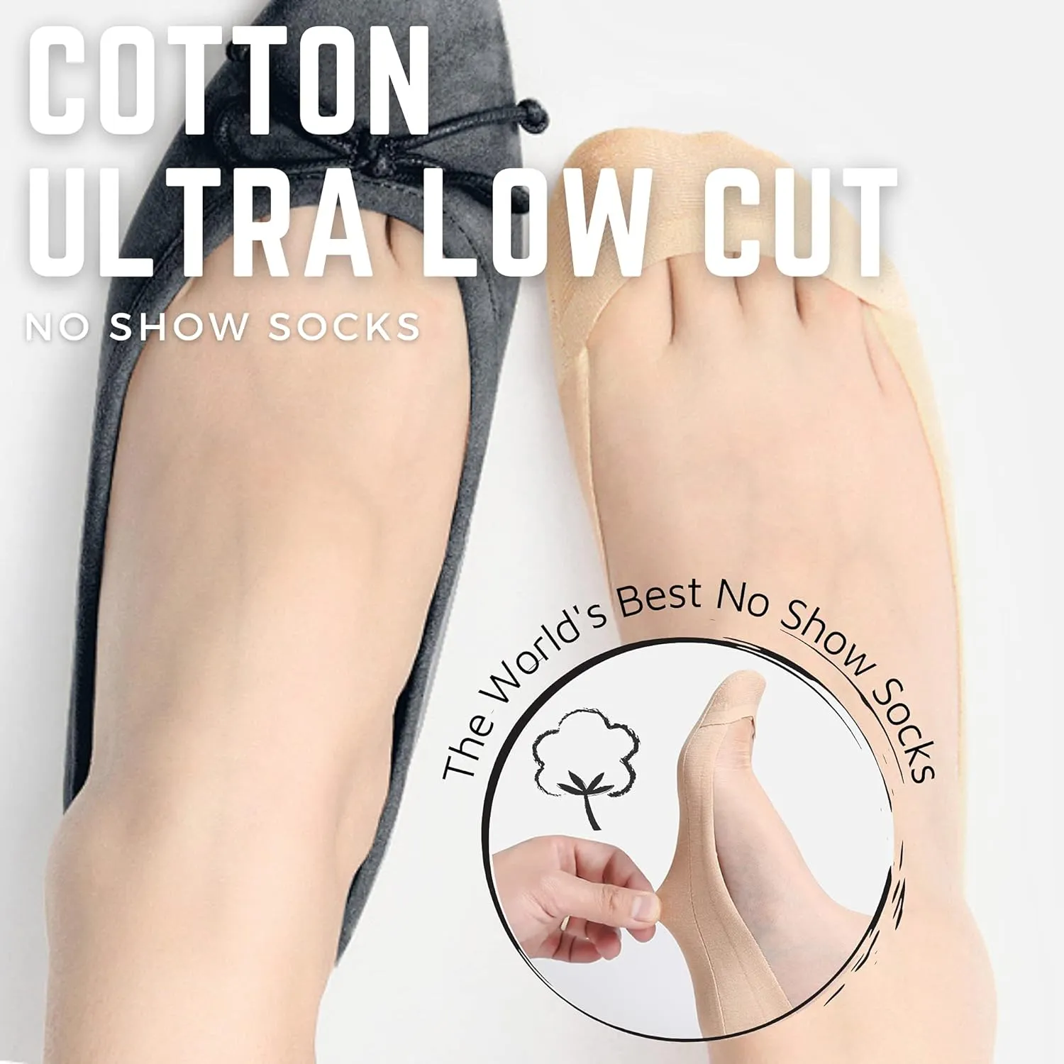 Soxbang Thin Ultra Low Cut No Show Socks in ANY Flats Heels Womens TRULY Non Slip Cotton Liner Socks