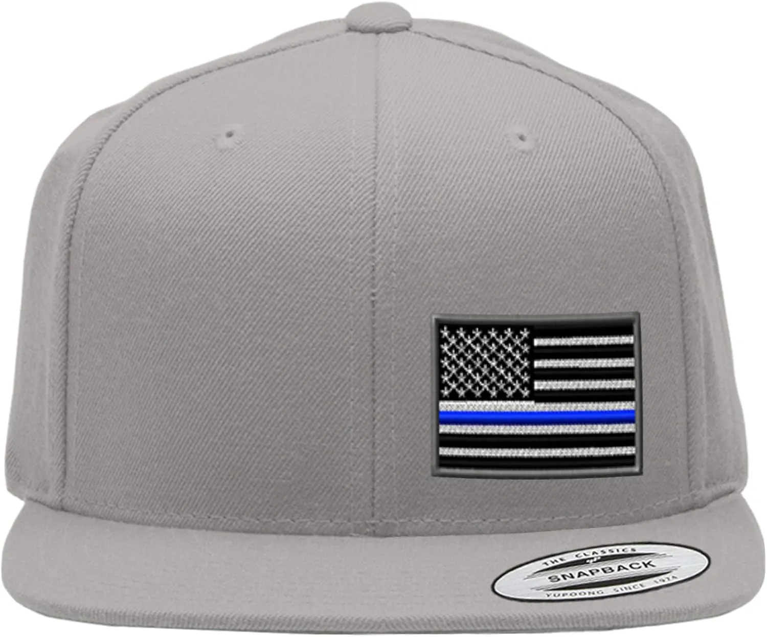 Speedy Pros Snapback Flat Bill Left Side Panel American Flag Thin Blue Line Embroidery