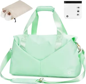 Spirit Airlines Personal Item Duffel Bag - 18x14x8 Weekender Overnight Carry-on for Women (Light Green) with TSA Approved Quart Size & Shoes Bag
