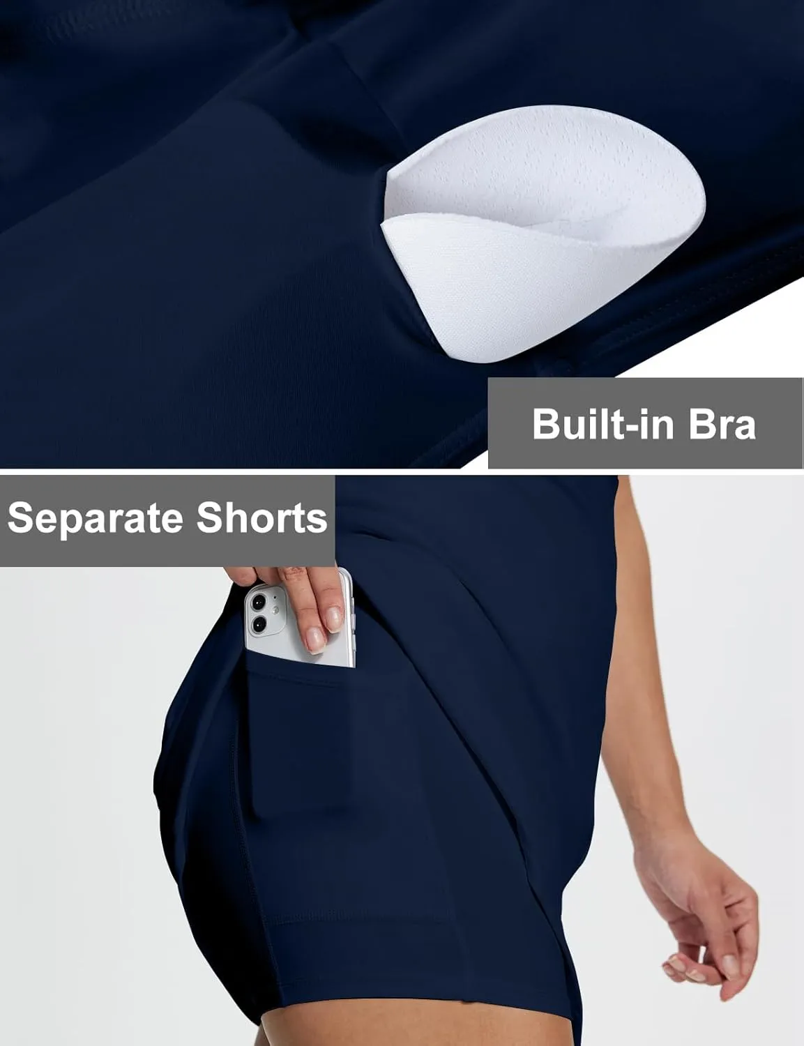 Square Neck Tennis Dresses for Women Golf Dress with Built-in Shorts Bra with Pockets for Athletic Sports Workout
